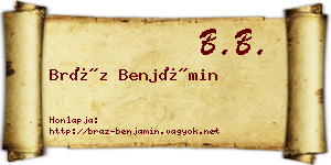 Bráz Benjámin névjegykártya